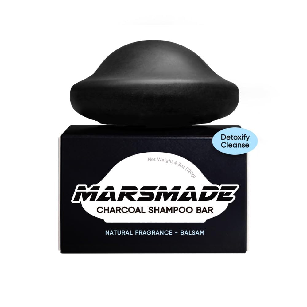 MARS MADE Charcoal Shampoo Bar 2.0 pack shot highlighting bottle-free eco design for cleansing