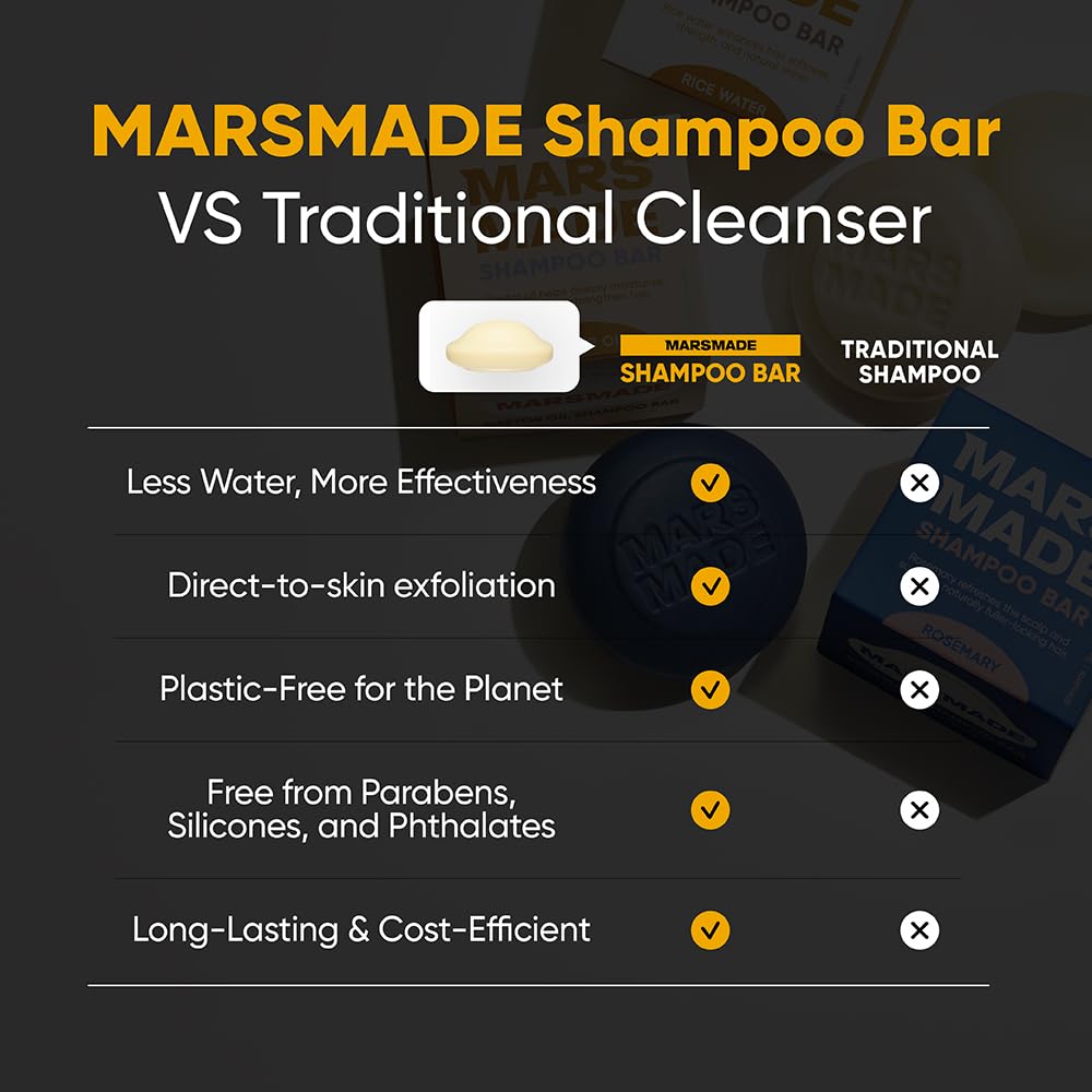 MARS MADE Rice Water Shampoo Bar 2.0 sustainability-note underscores eco-conscious, bottle-free practice