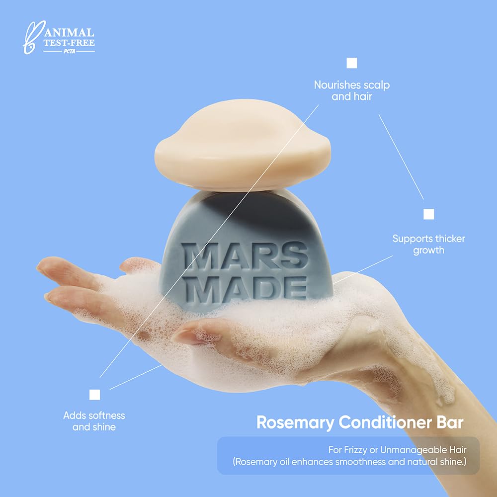 MARS MADE Rosemary conditioner bar application routine: easy to lather and distribute