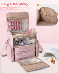 Marscamd Nail Polish Organizer Bag shows 70-bottle capacity and removable cases.