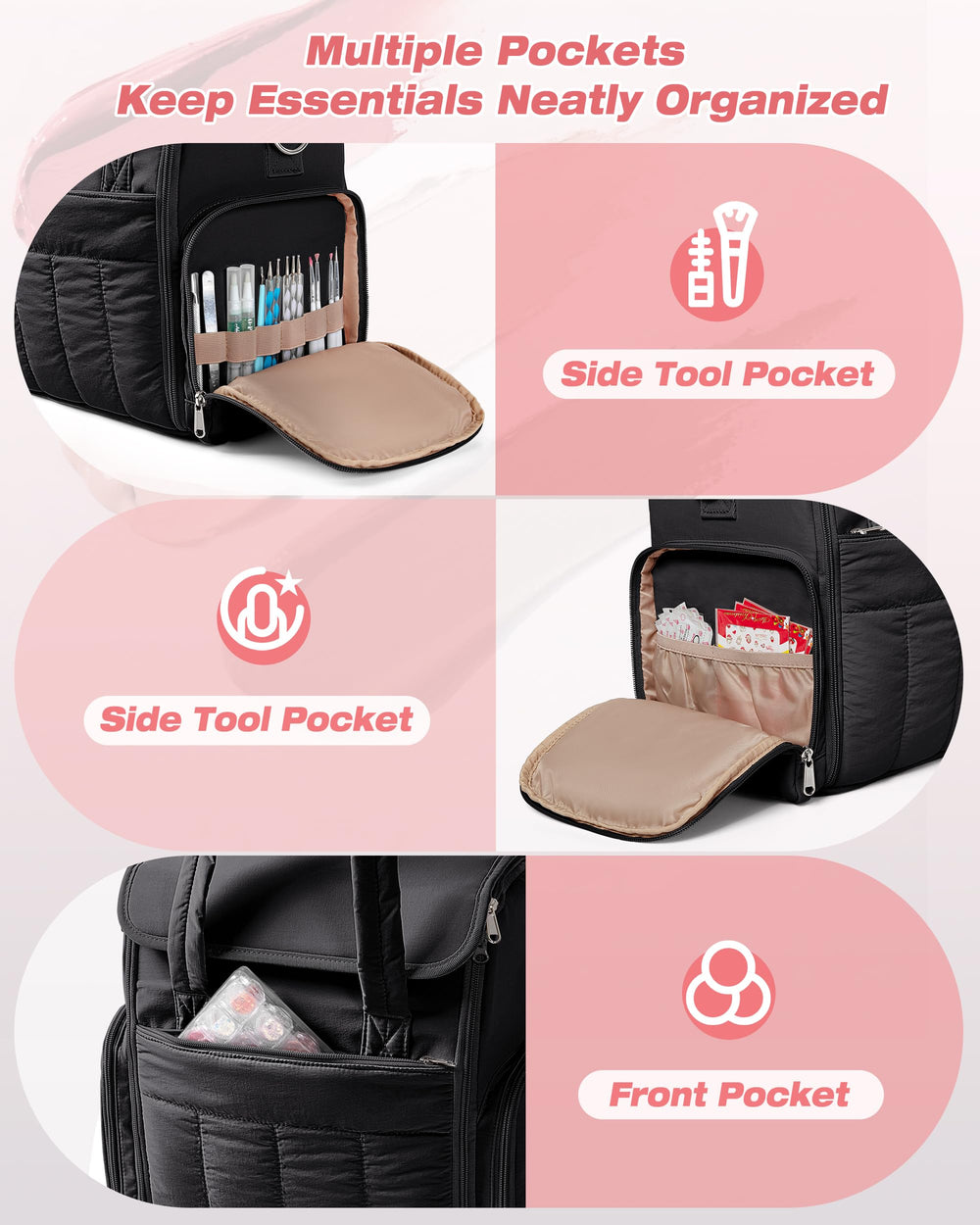 Marscamd nail polish organizer bag removable bags for flexible loading.