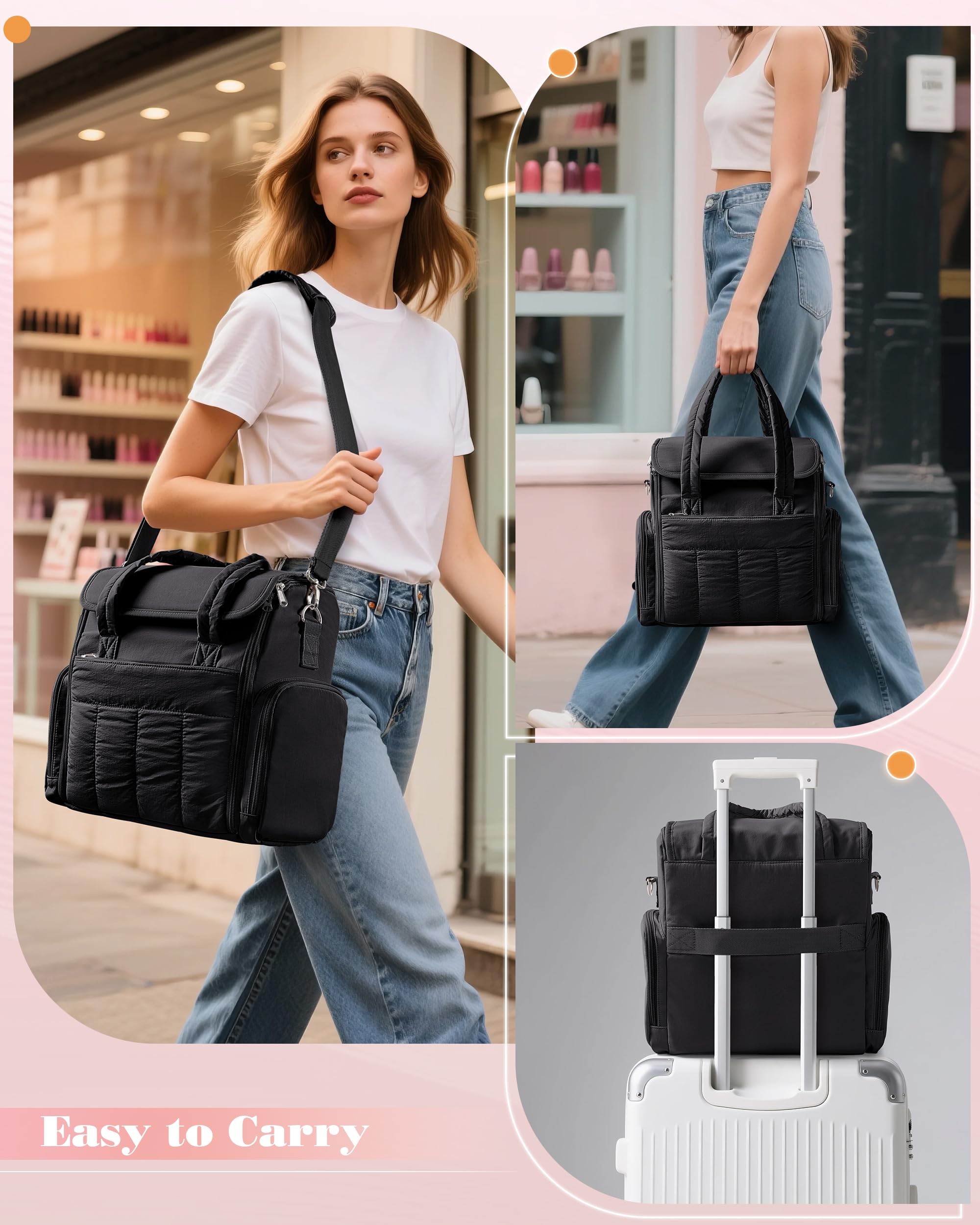 Marscamd nail polish organizer bag travel-ready with padded handles.