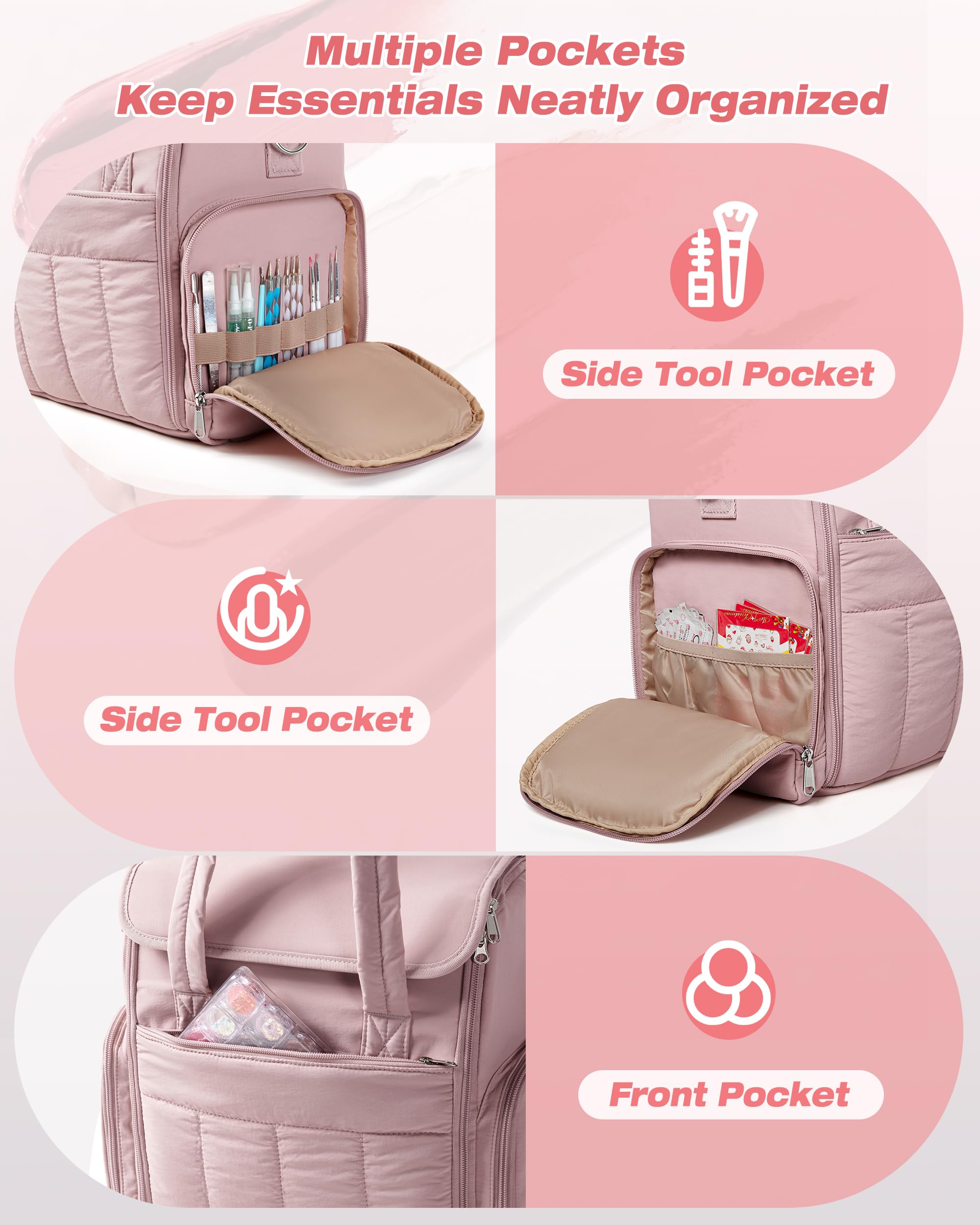 Marscamd Nail Polish Organizer Bag travel strap demonstrates portable professional storage.