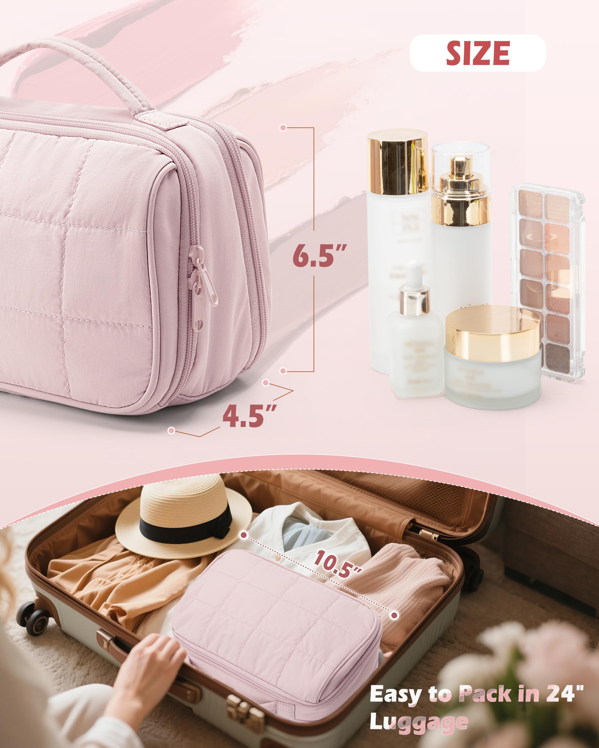 Marscamd skincare and toiletry pouch keeps items neatly separated during trips.