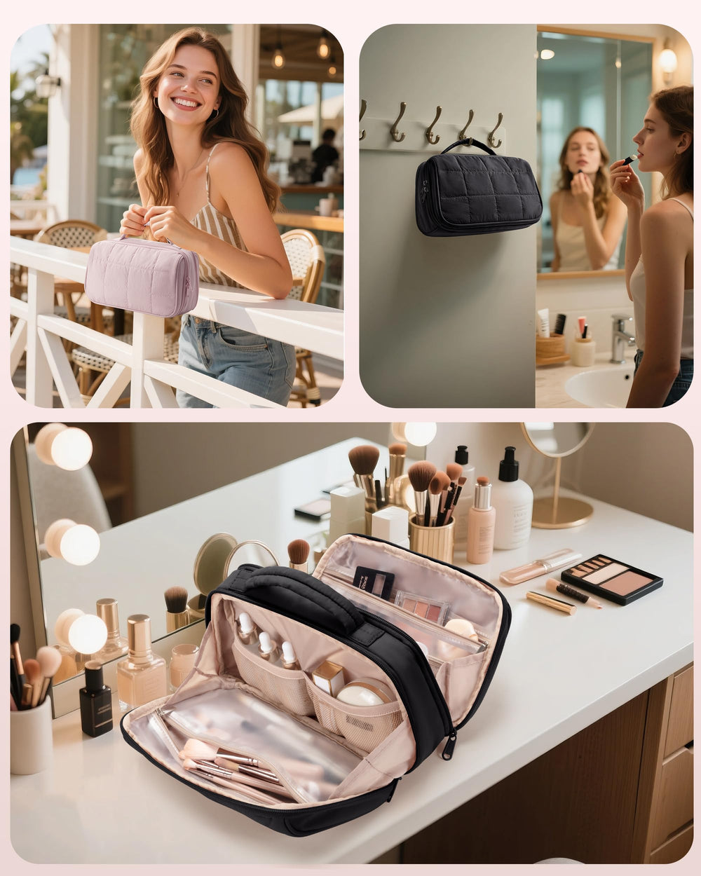 Marscamd travel makeup bag daily storage keeps items neatly organized at home.
