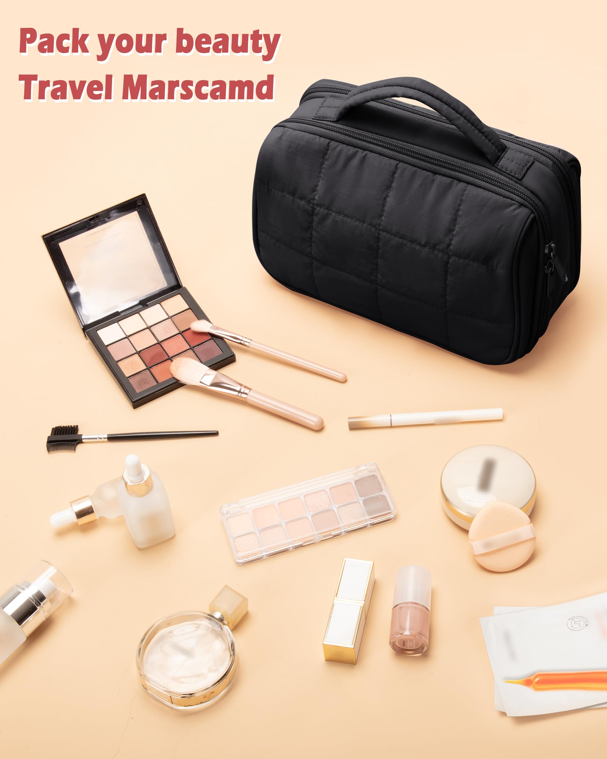 Marscamd travel makeup bag in use demonstrates organized packing on the go.