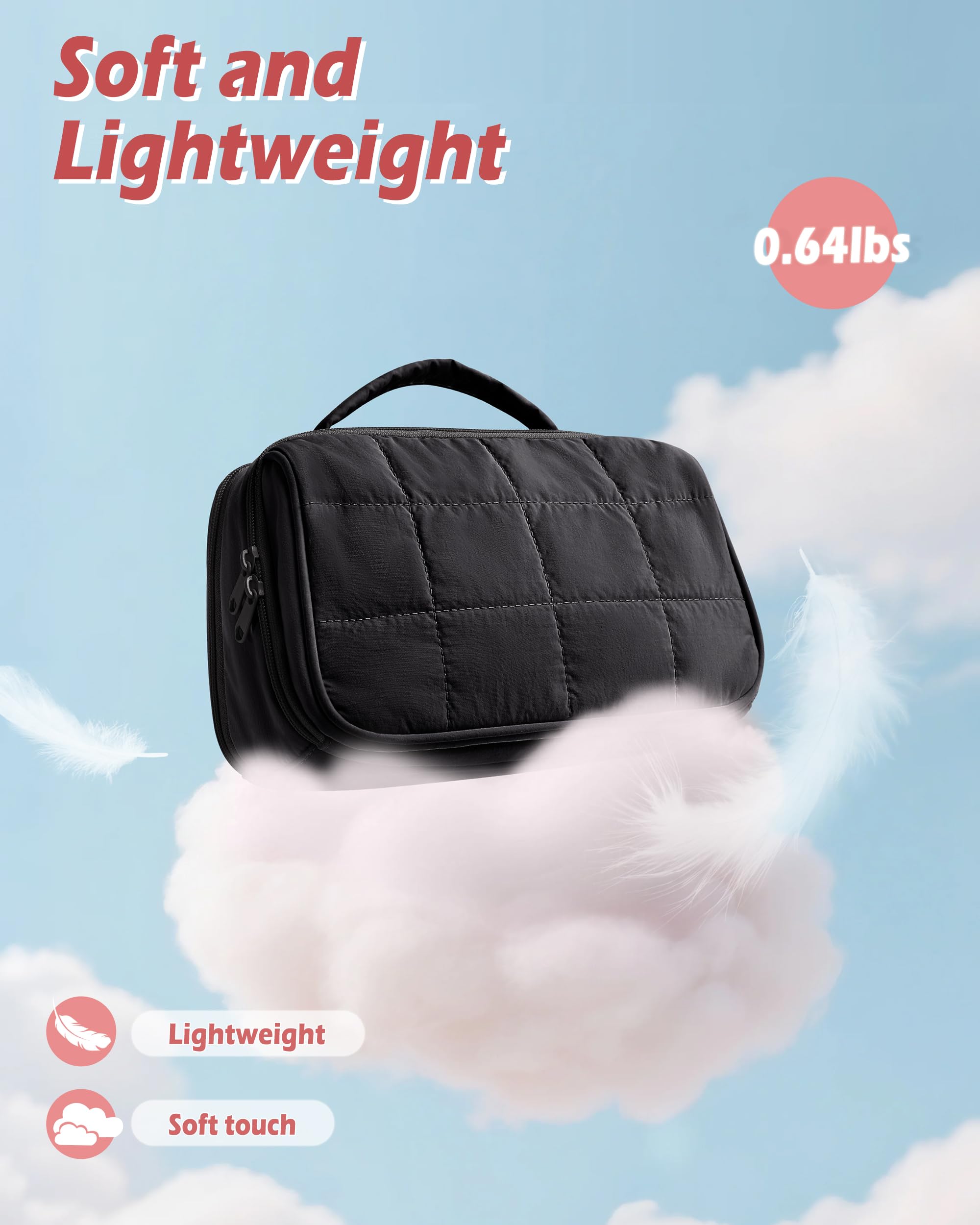 Marscamd travel makeup bag lightweight with handle for easy carrying.