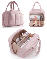 Marscamd travel toiletry bag pink with hanging hook keeps essentials accessible.