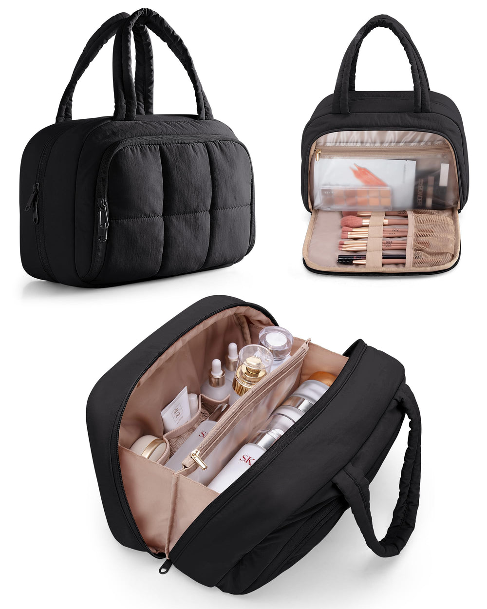 Marscamd Travel Toiletry Bag hanging hook shows easy access and organized contents.