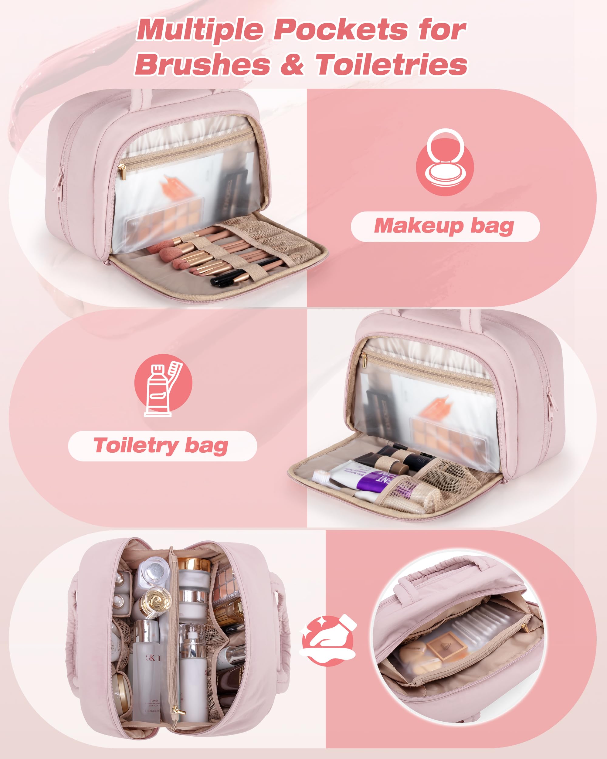 Marscamd travel toiletry bag middle waterproof pocket seals moisture and odors.