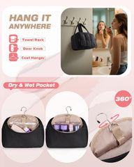 Marscamd Travel Toiletry Bag waterproof pockets protect items from leaks on the go.