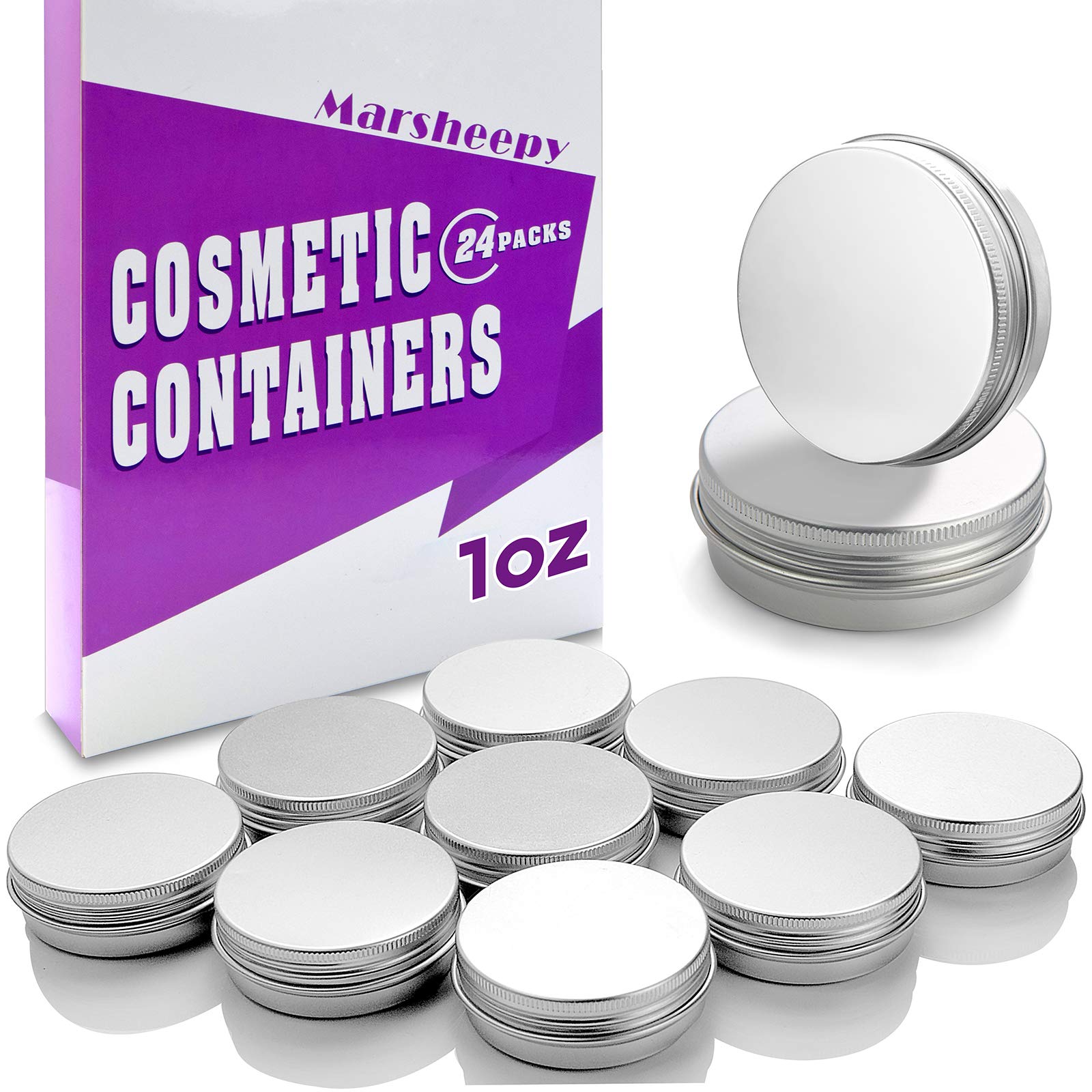 Marsheepy lip balm tin close-up shows 1oz capacity for portable DIY cosmetics.