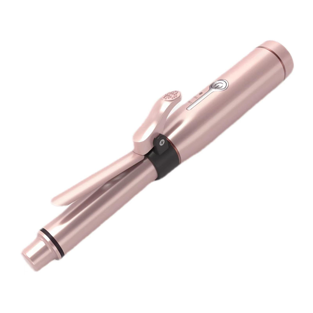 Marske cordless curling iron in hand for quick travel styling.