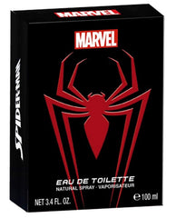 Marvel Spider-Man EDT spray demonstrates easy application for everyday freshness and appeal.