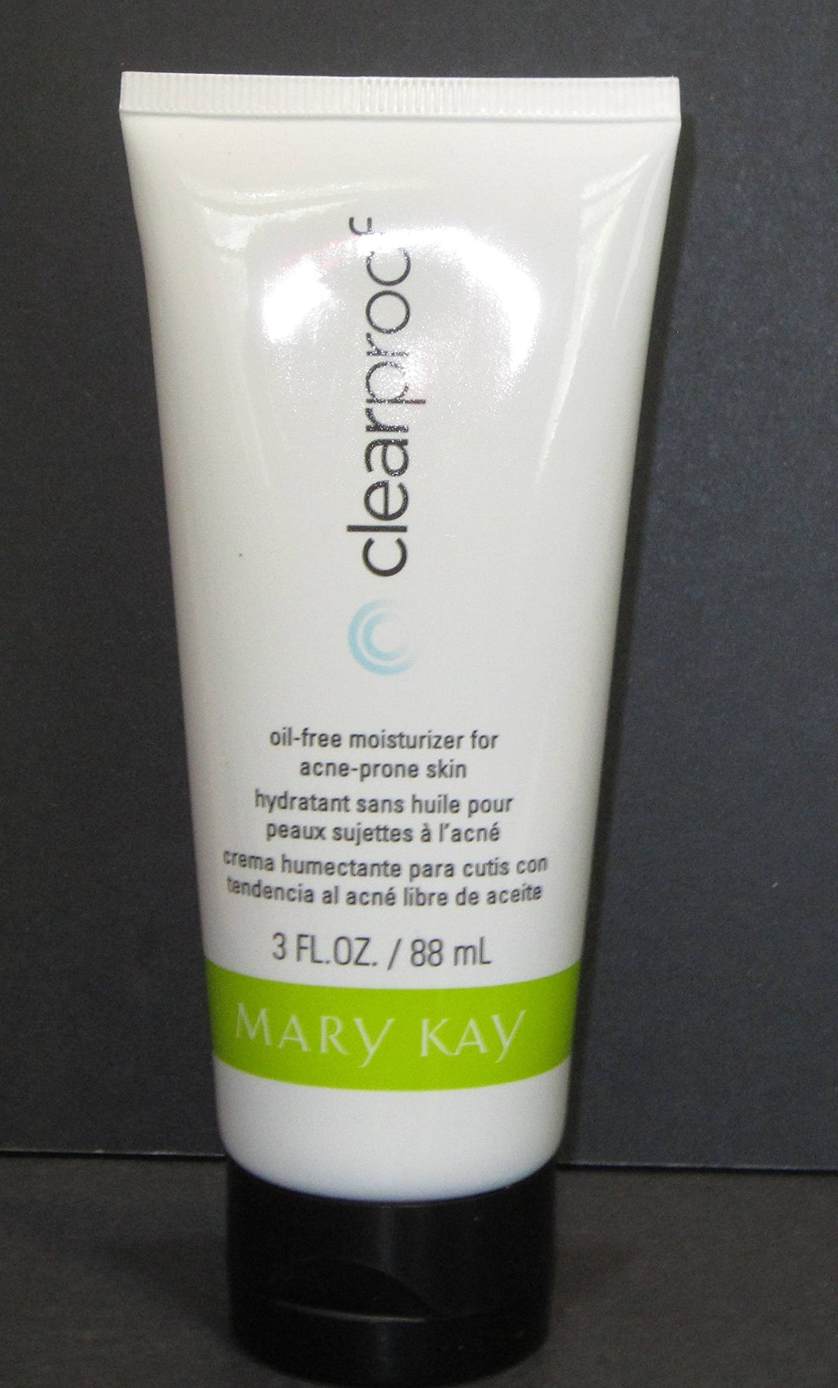 Mary Kay Clear Proof Oil-Free Moisturizer bottle focus delivers balanced hydration with a matte finish.