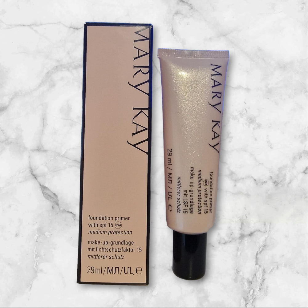 Mary Kay Foundation Primer SPF 15 application image shows lightweight formula for a flawless finish