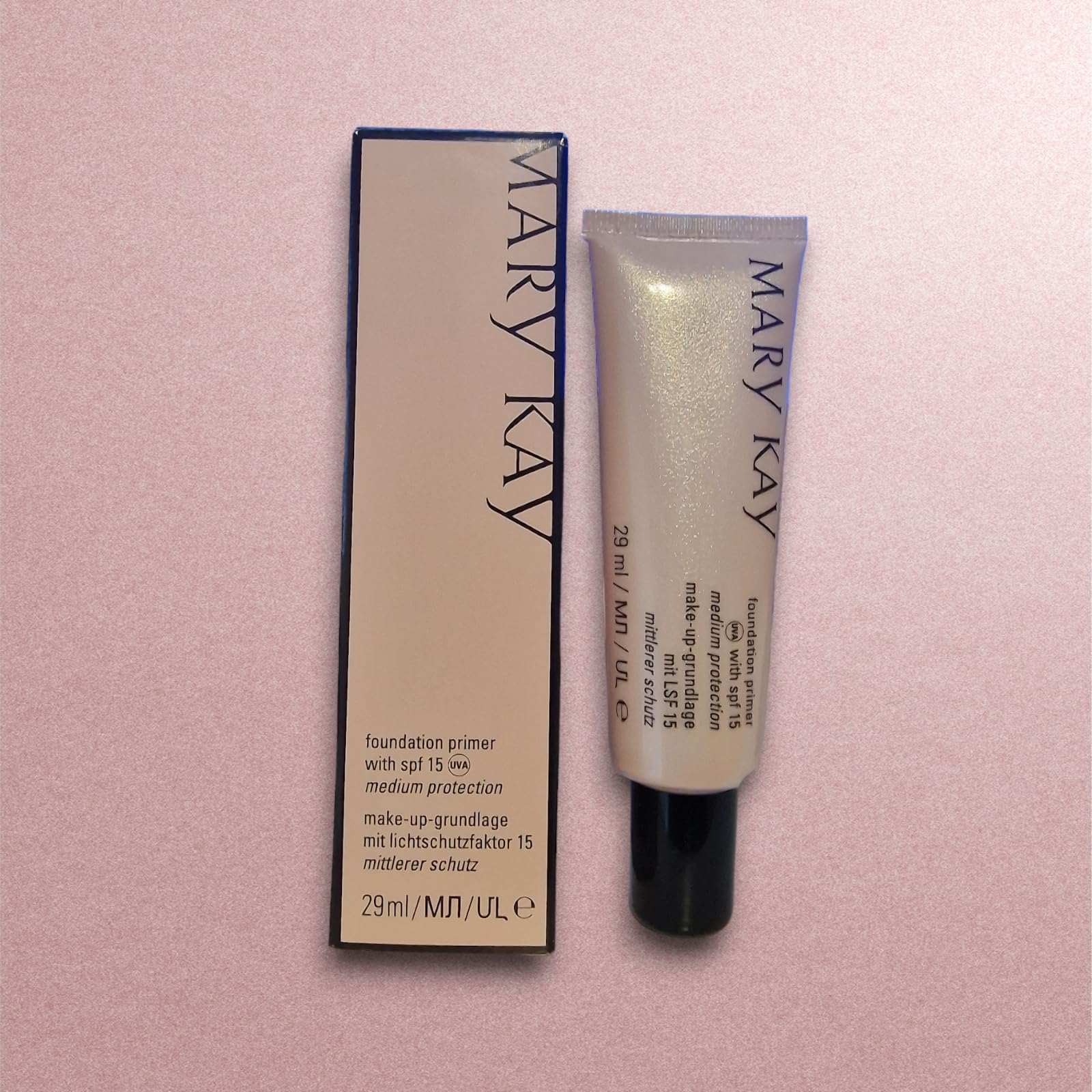 Mary Kay Foundation Primer SPF 15 bottle provides a smooth base for daily makeup