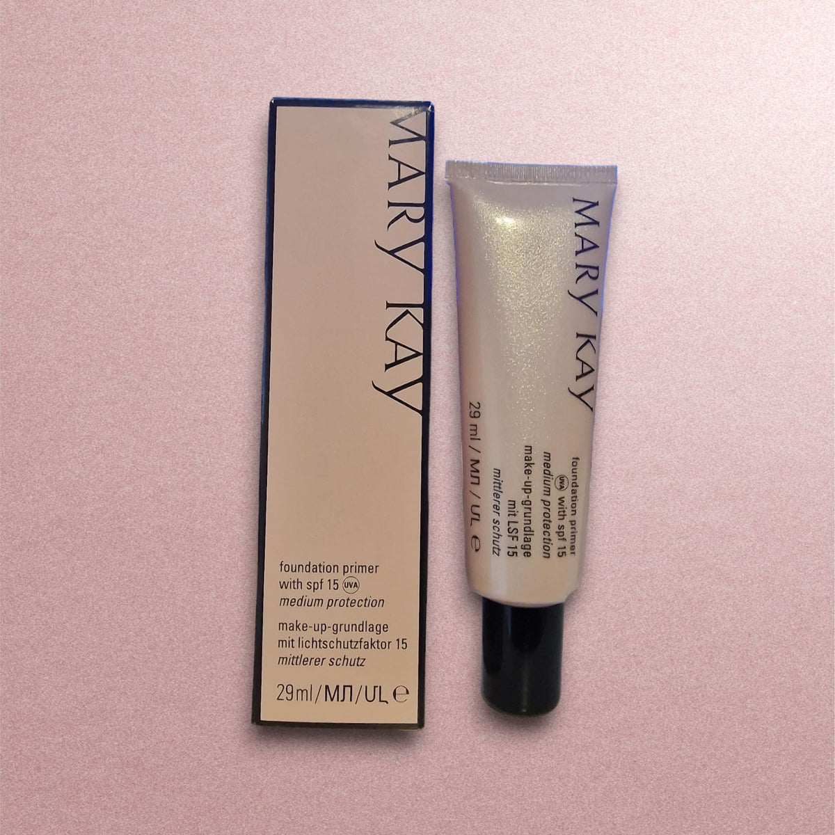 Mary Kay Foundation Primer SPF 15 bottle provides a smooth base for daily makeup