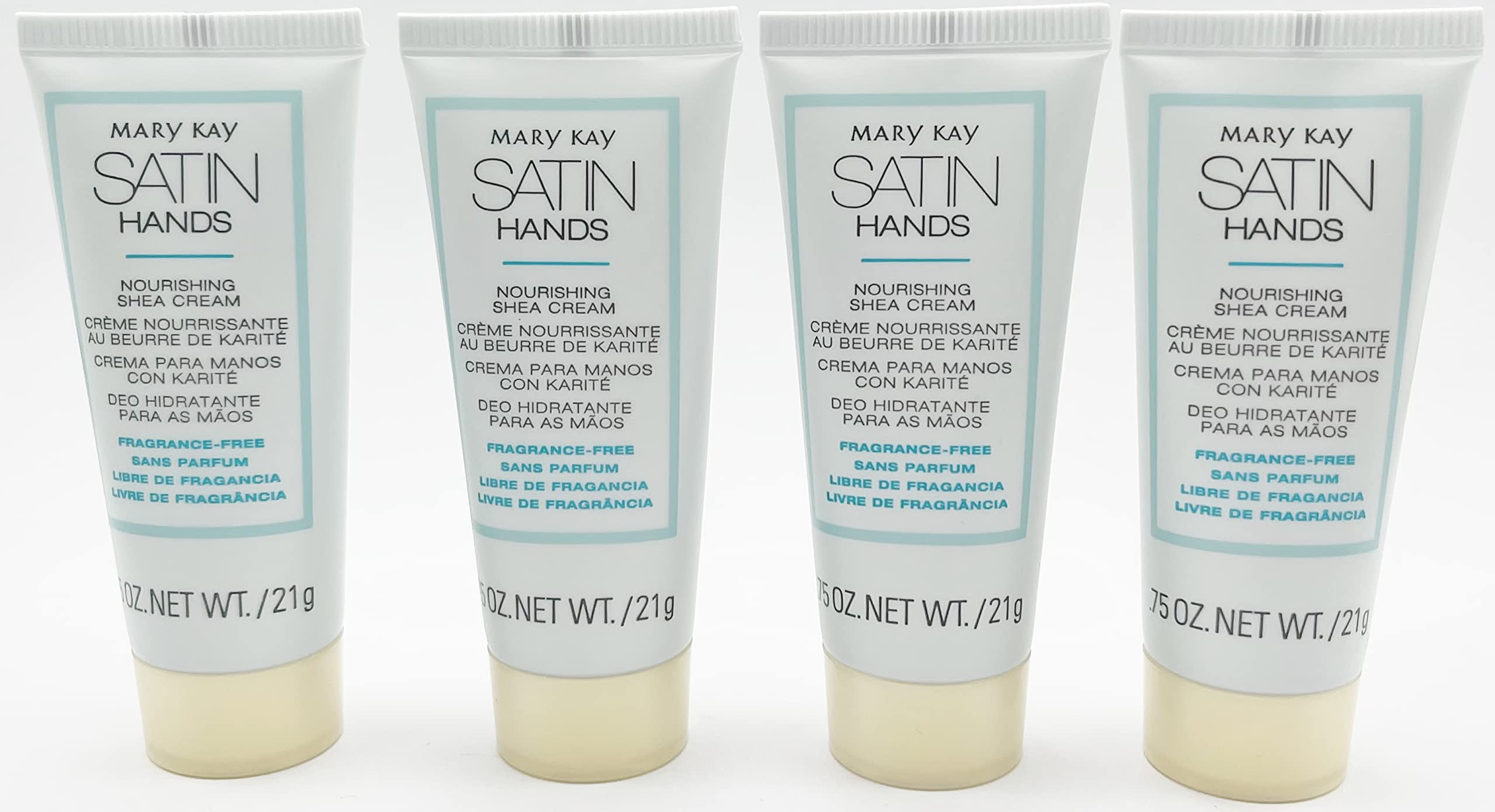 Mary Kay fragrance-free Satin Hands hand cream application shows quick-absorb moisturization for dry hands.