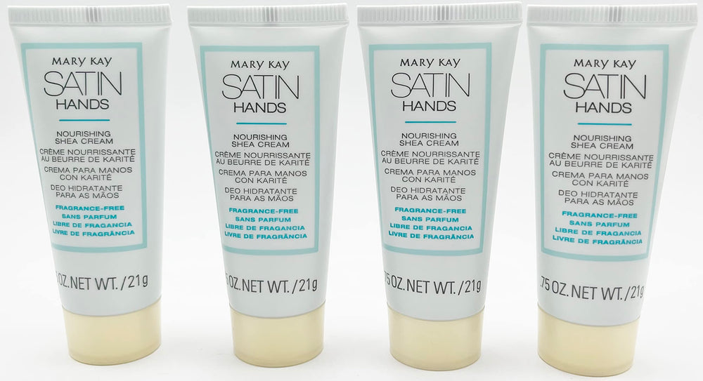 Mary Kay fragrance-free Satin Hands hand cream application shows quick-absorb moisturization for dry hands.