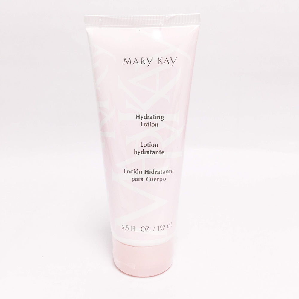 Mary Kay Hydrating Lotion bottle demonstrates all-day hydration for soft skin
