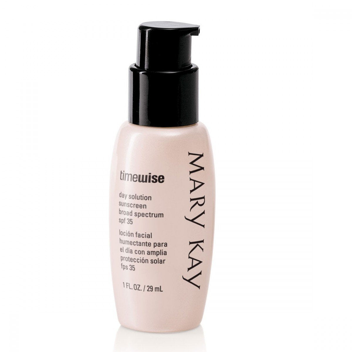 Mary Kay TimeWise Day Solution bottle showing SPF 35 for daily sun protection.
