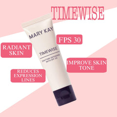Mary Kay Timewise Daytime Lotion SPF 30 texture swatch on skin showing light hydration.
