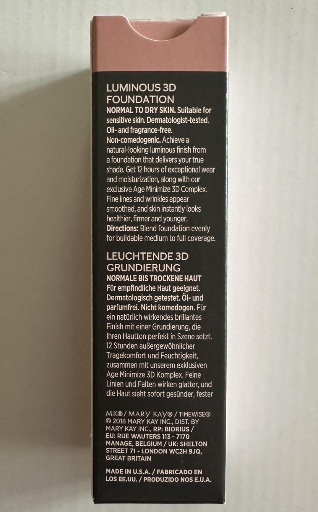 Face application of Mary Kay TimeWise Luminous 3D Foundation on skin for even tone.