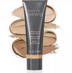 Mary Kay TimeWise Luminous 3D Foundation Ivory N160 bottle shows weightless coverage for natural radiance