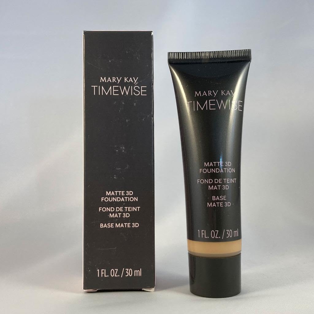 Mary Kay TimeWise Matte 3D Foundation Beige W 160 swatch demonstrates buildable coverage for a natural look.