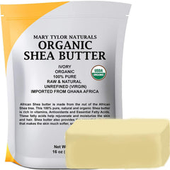 Mary Tylor Naturals Organic Shea Butter 1lb jar for rich skin moisture.