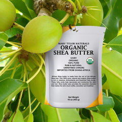 Mary Tylor Naturals shea butter creamy texture closeup for moisturizing.