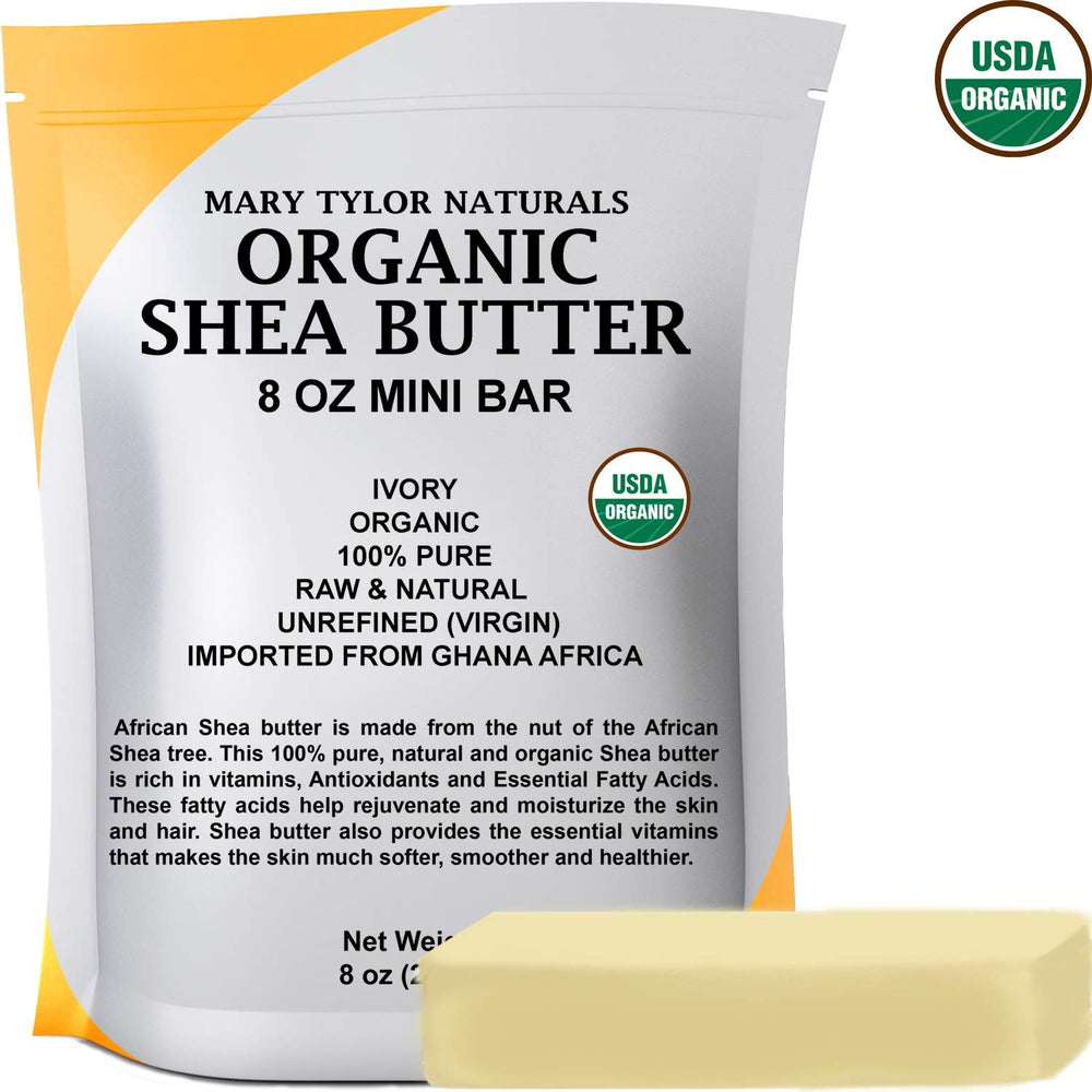 Mary Tylor Naturals Shea Butter Ghana origin block highlighting natural antioxidants