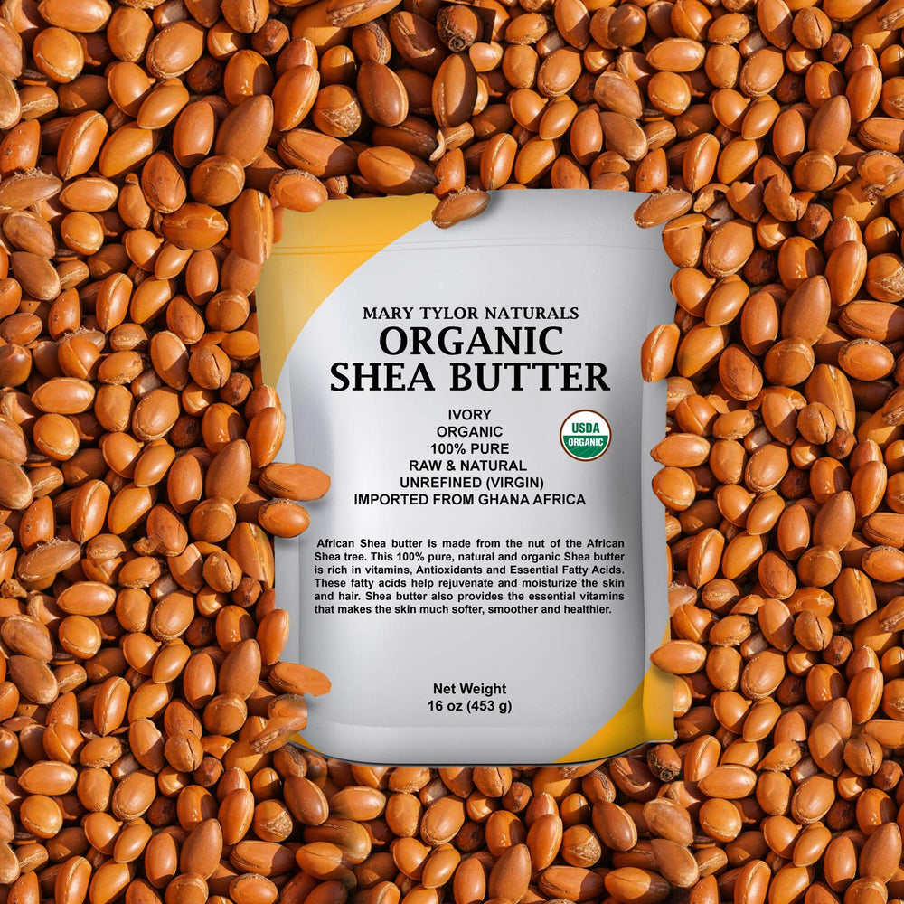 Mary Tylor Naturals shea butter used for hair-care routine.
