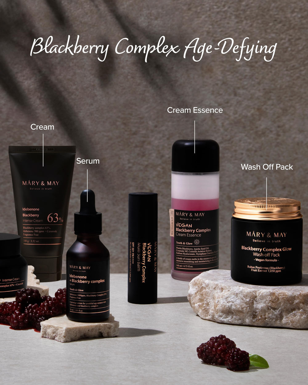 Evening routine with Mary&May Idebenone Blackberry Cream for lasting hydration