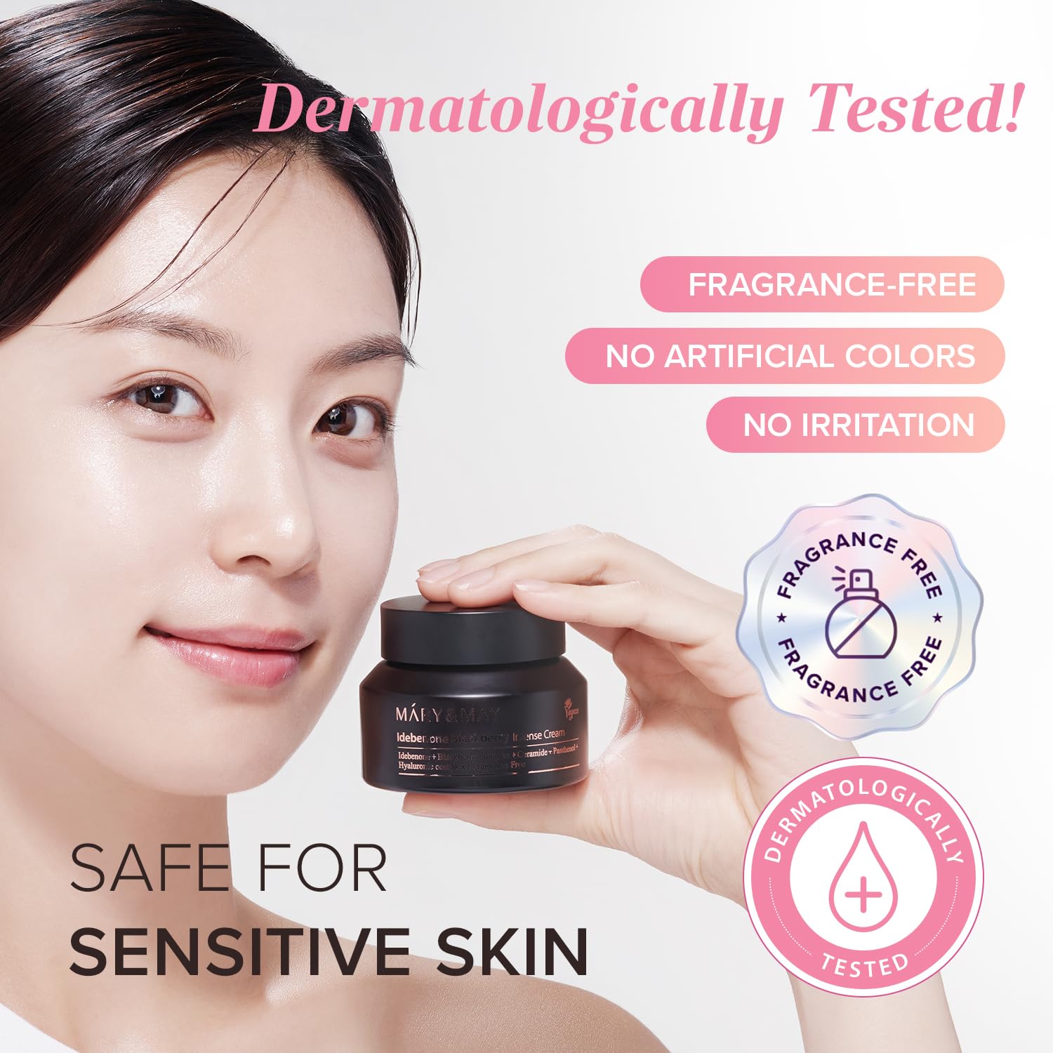 Mary&May Idebenone Blackberry Cream glow after use demonstrating hydrating radiance.