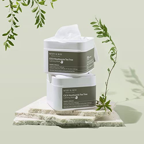 Mary&May mask applied to face for soothing essence delivery