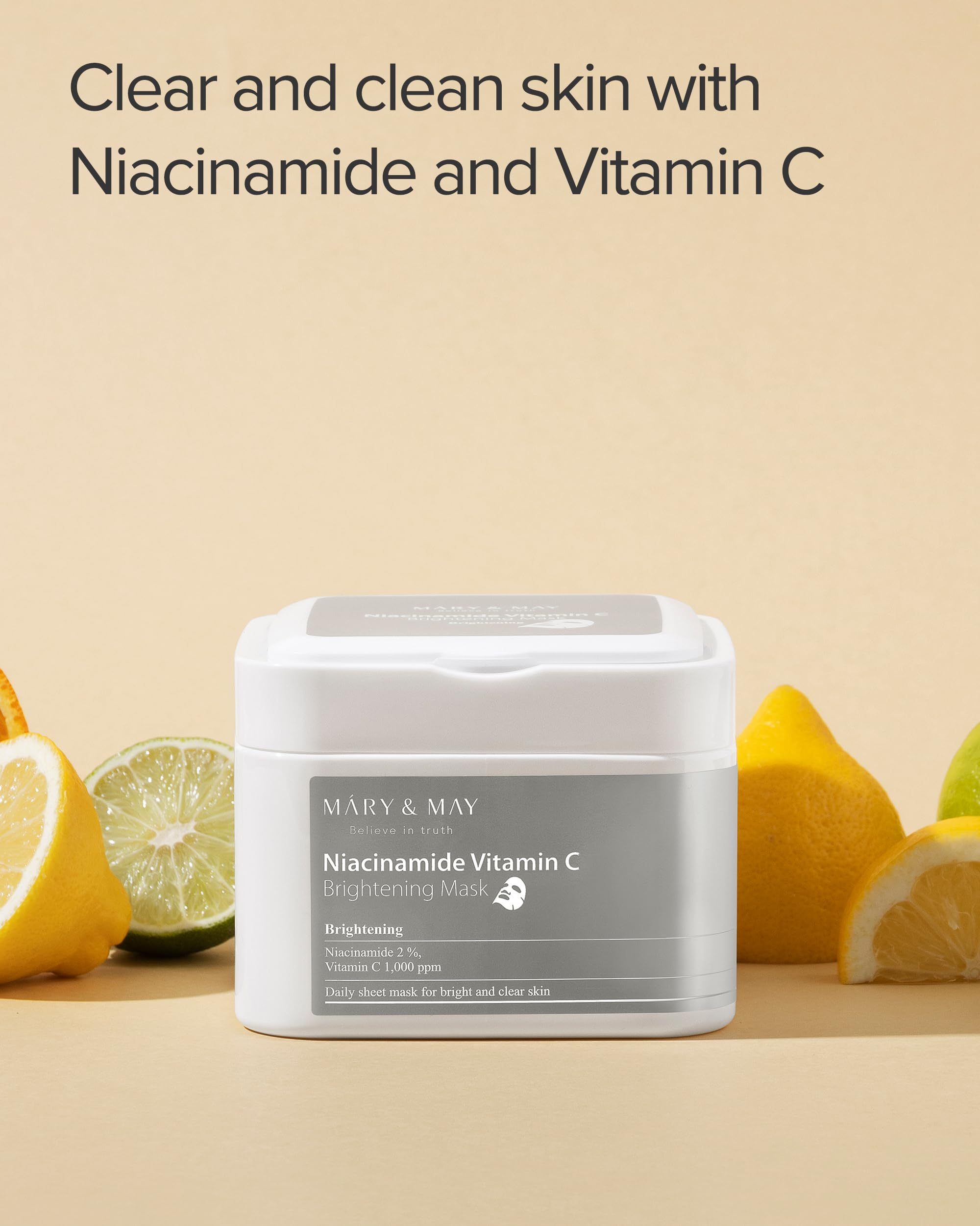 Mary&May Niacinamide Vitamin C Mask bamboo-packaging signals eco-friendly, gentle formulation.