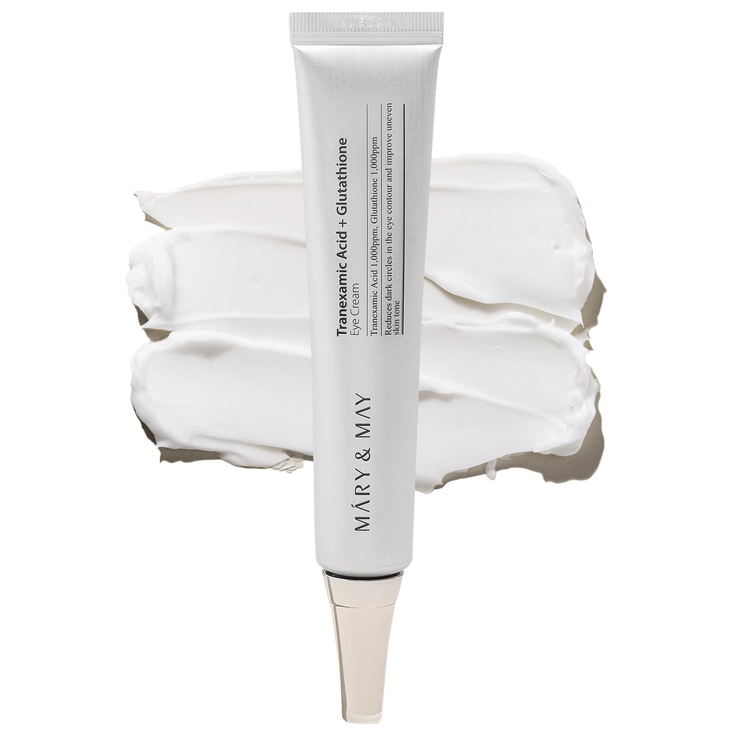 Mary&May TXA eye cream bottle demonstrates targeted under-eye care and brightening potential.