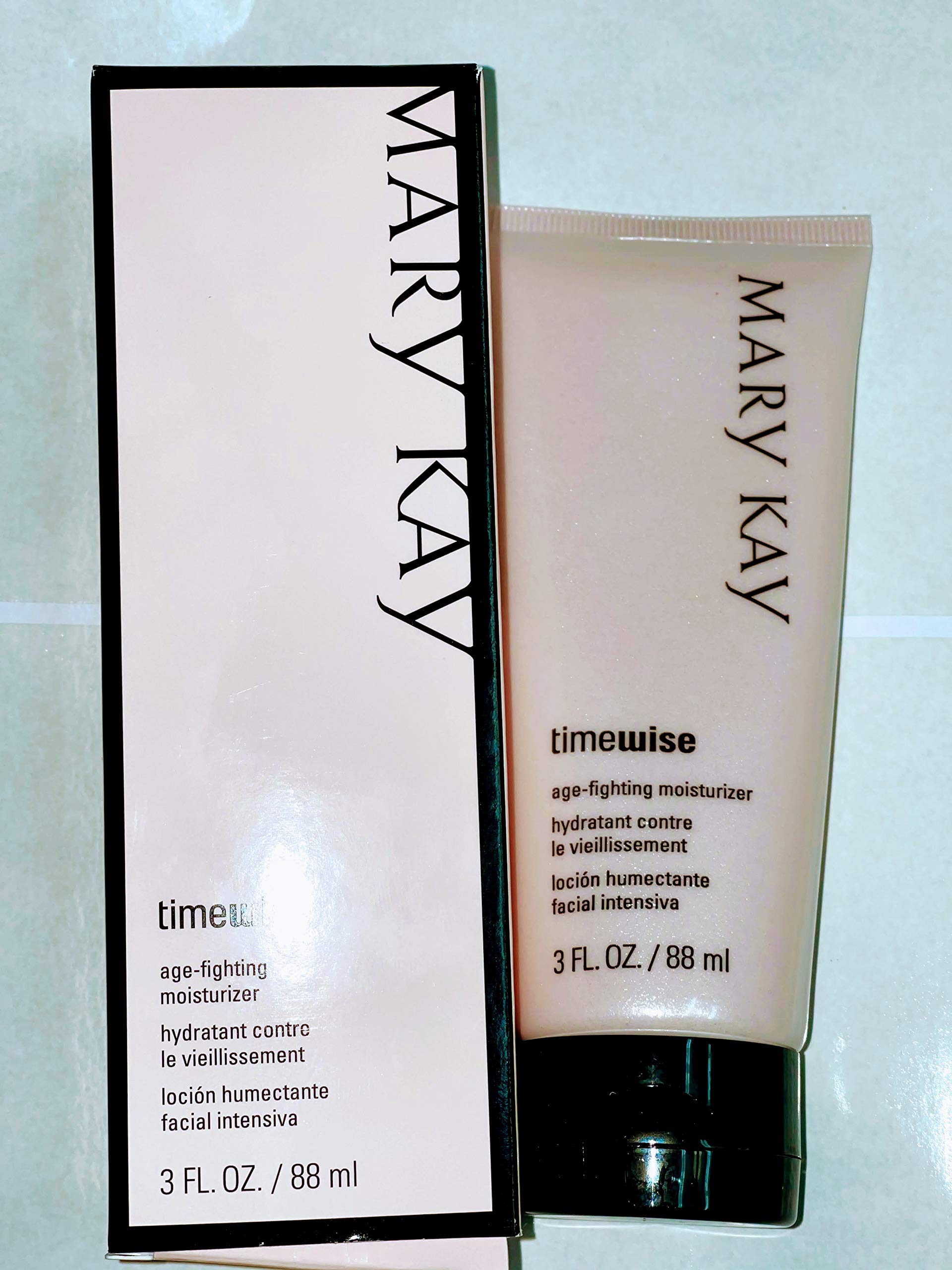 Mary Kay TimeWise moisturizer pump bottle offers lightweight, oil-control hydration for combination skin.