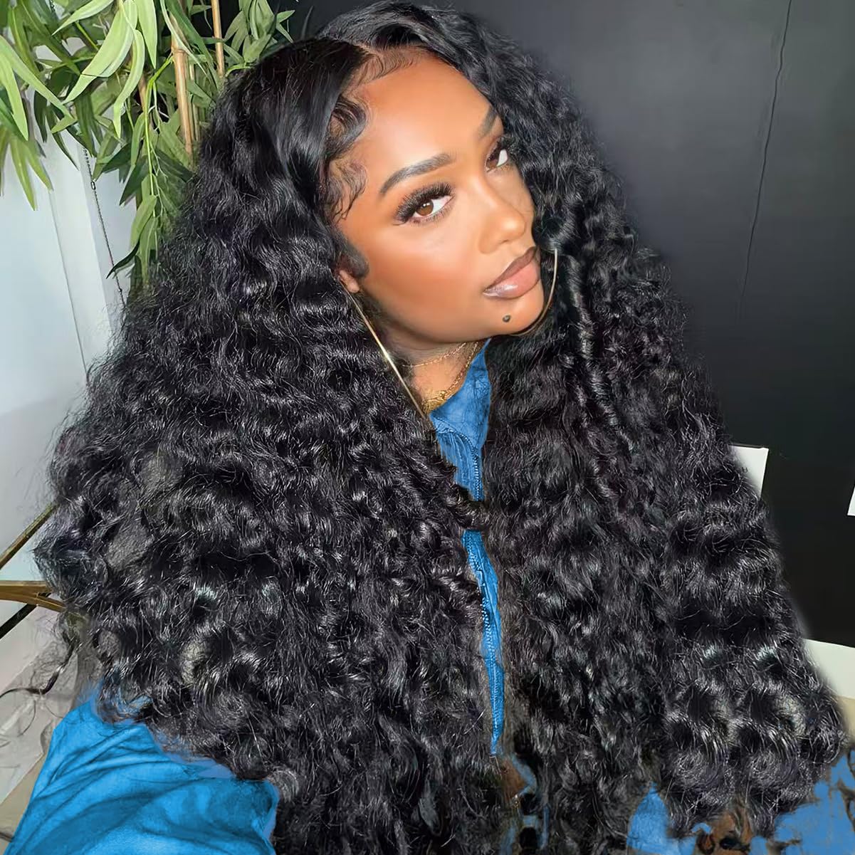 MARYLING Deep Water Wave Half Wig shows a natural hairline for everyday wear.