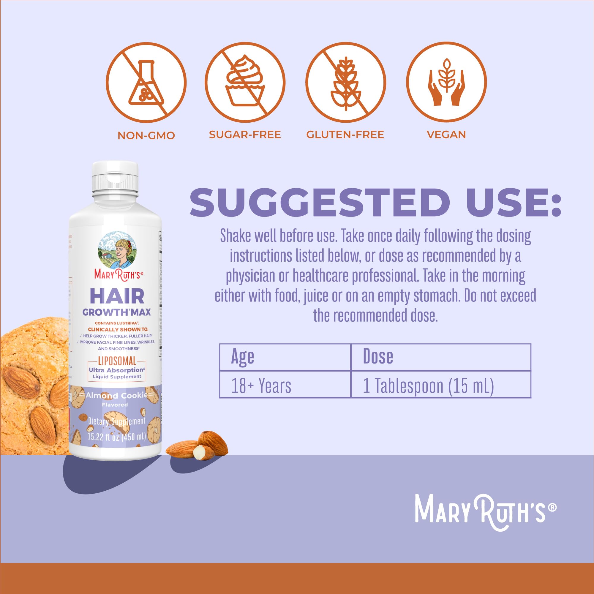 MaryRuth Organics Biotin 10,000 mcg bottle showing high-solubility form