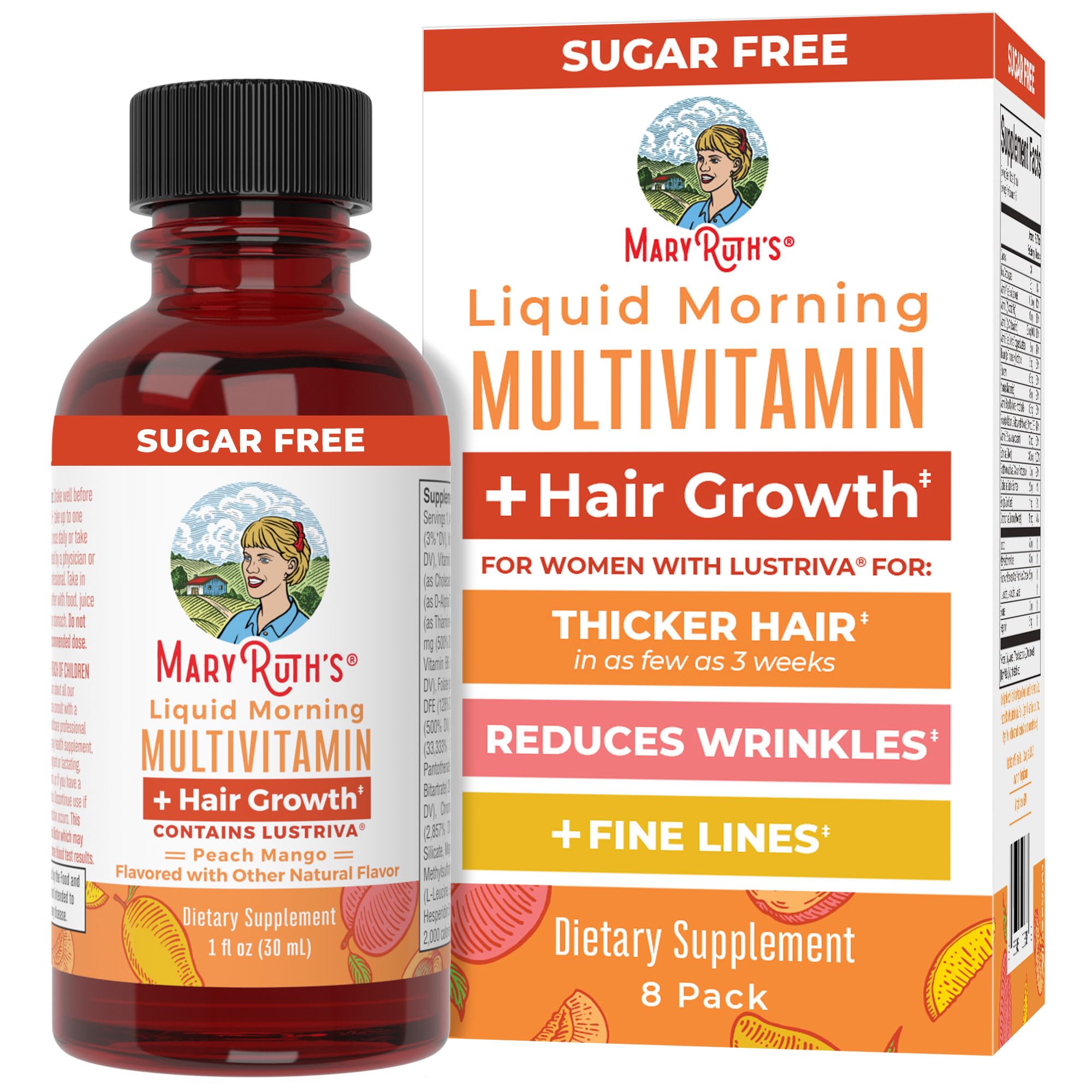 MaryRuth Organics Liquid Multivitamin Hair Growth Travel Pack front bottle for daily wellness.