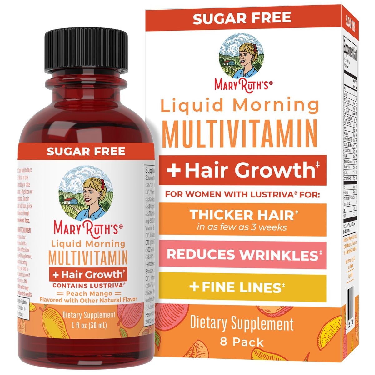 MaryRuth Organics Liquid Multivitamin Hair Growth Travel Pack front bottle for daily wellness.