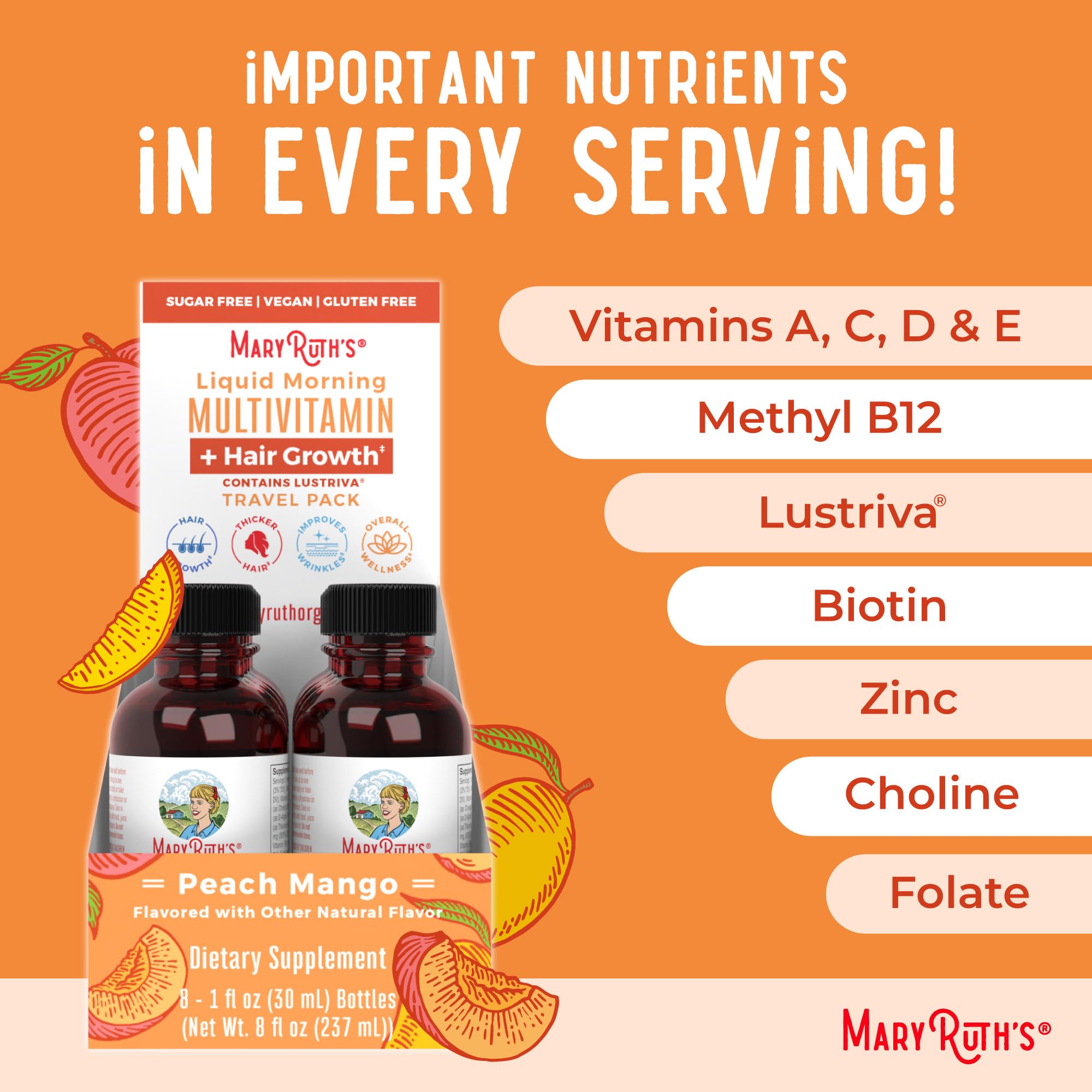 MaryRuth Organics vegan gluten-free dairy-free label icons indicating allergen-friendly formula.