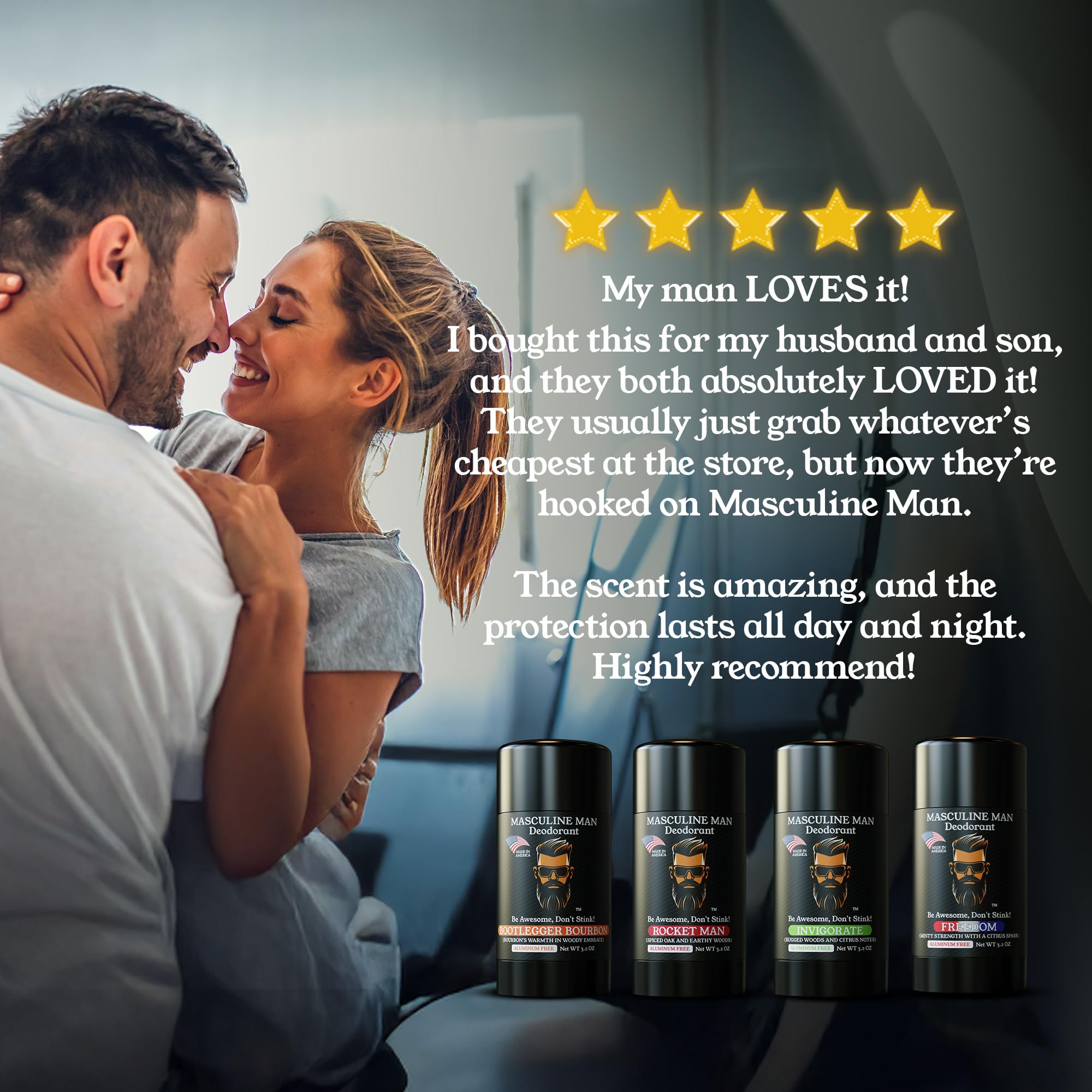 MASCULINE MAN Invigorate uses coconut oil and vitamin E for skin comfort.