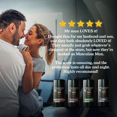 MASCULINE MAN Invigorate uses coconut oil and vitamin E for skin comfort.