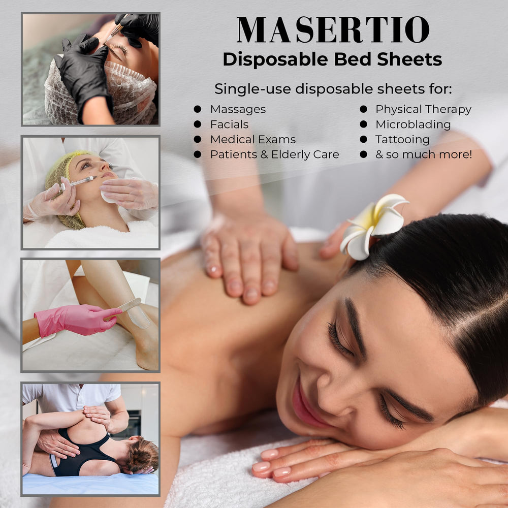 Masertio bed cover with face cut-out demonstrating comfortable treatment access
