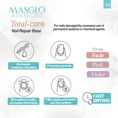 MASGLO Advanced Base brush application delivers a smooth, streak-free finish for home manicures.