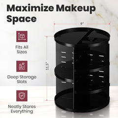 Masirs adjustable shelf makeup organizer demonstrates customizable height to fit different cosmetics heights.